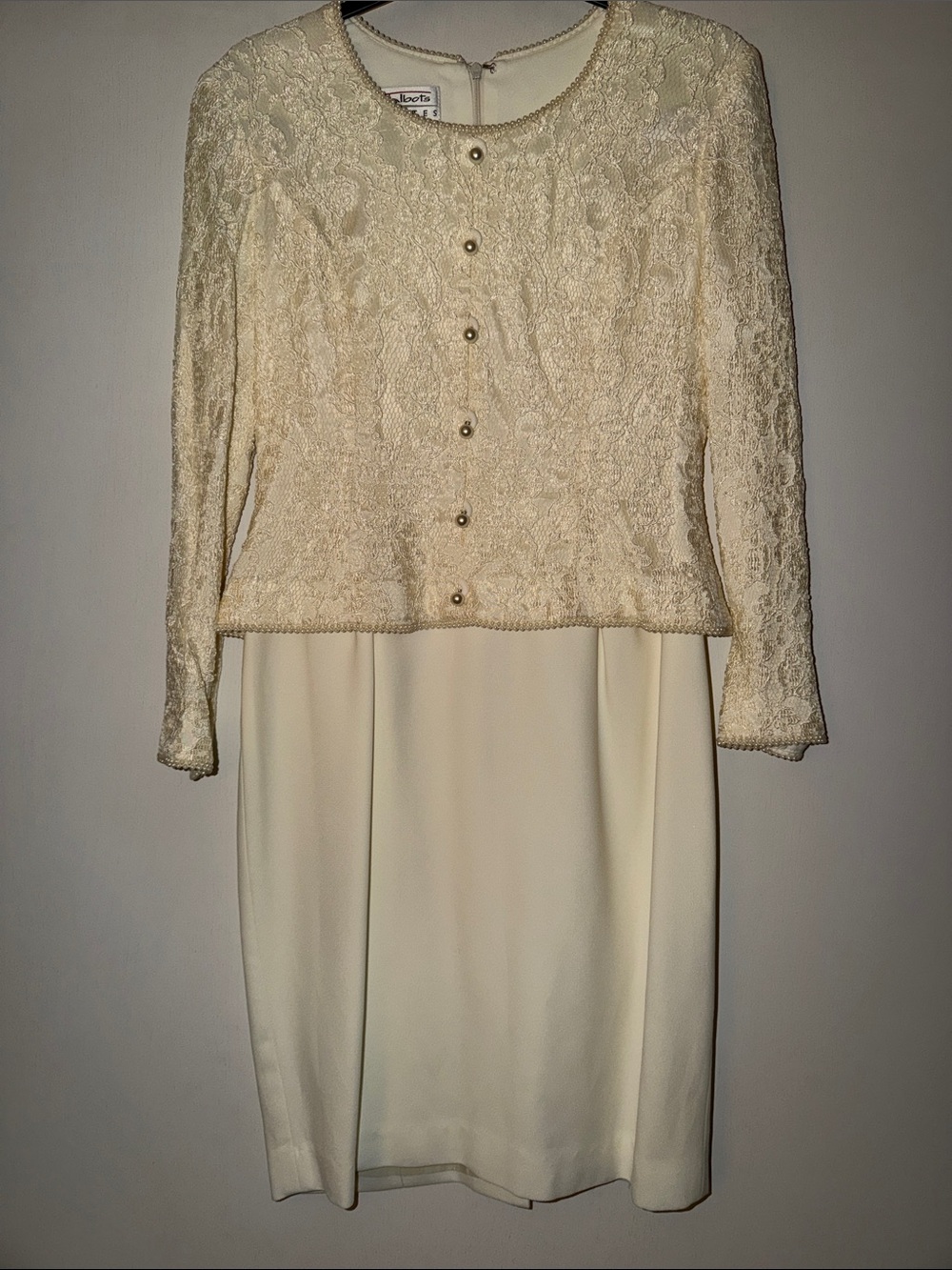 Talbots Cream Lace Top Ivory Skirt Dress